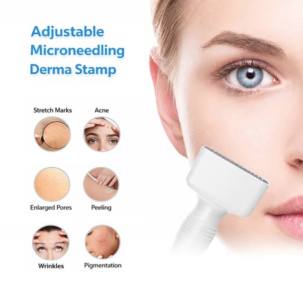 Justerbar Mikronål Derma Stamp, 140 Nåle, Hvid ABS, til Ansigt & Krop