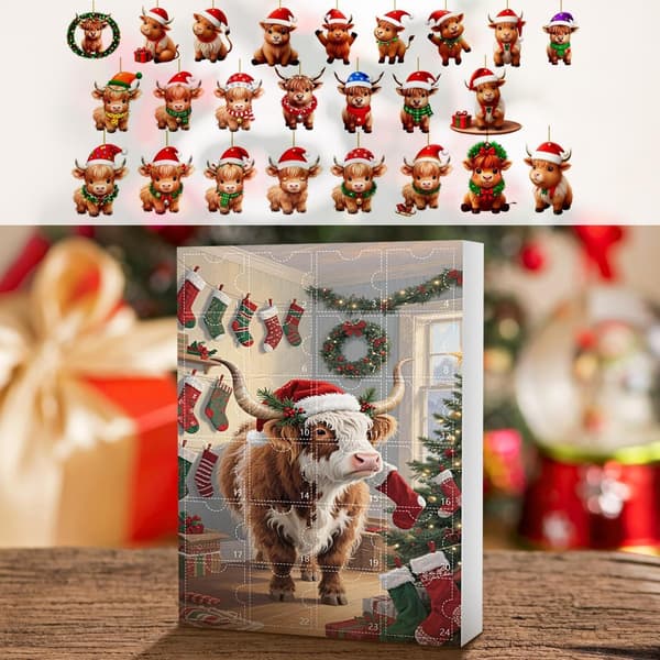 Julko Nedräkningskalender, Akryl 2D Platt, Blind Box L, 24-dagars Adventsdekoration