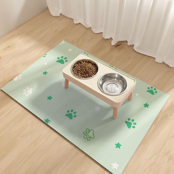 Absorberende vandtæt kæledyrsfodermåtte i gummi til hunde og katte, gulvmåtte til mad- og vandskåle. Green Star 40x60cm