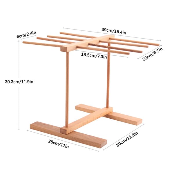Træ pastatørrestativ, foldbart, 30x28cm, til hjemmelavede nudler