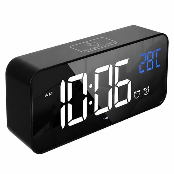 Digital väckarklocka med Bluetooth, termometer, musik, LED-display, snooze, ljudaktiverad
