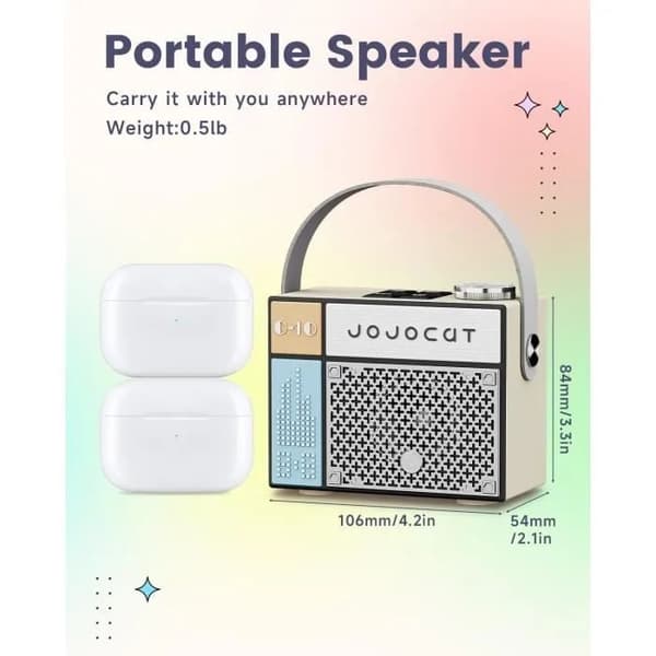 Mini Bluetooth-højttaler 5W, Vintage Beige, Bærbar til Rejser og Camping