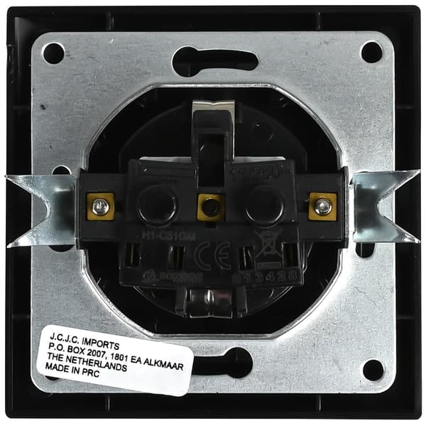 Vägguttag, Svart, 16A 250V, 81x81x40mm, EU Standarduttag
