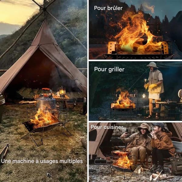 Sammenleggbart grillstativ i rustfritt stål, bærbart utendørs matlaging, BBQ-tilbehør