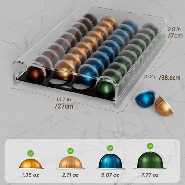 Akryl kaffekapselopbevaringsstativ, sort, til Nespresso, organizer