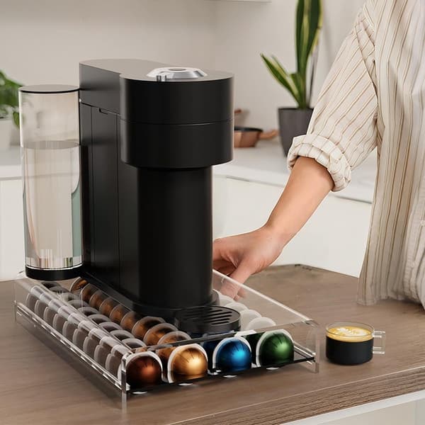 Akryl kaffekapselopbevaringsstativ, sort, til Nespresso, organizer