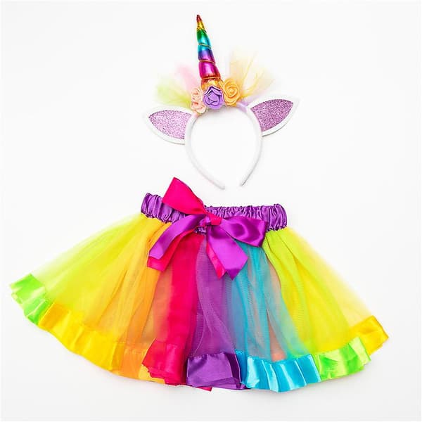 Flicka Regnbågstryck Tyll Ballerina Tutu ROSE 30CM