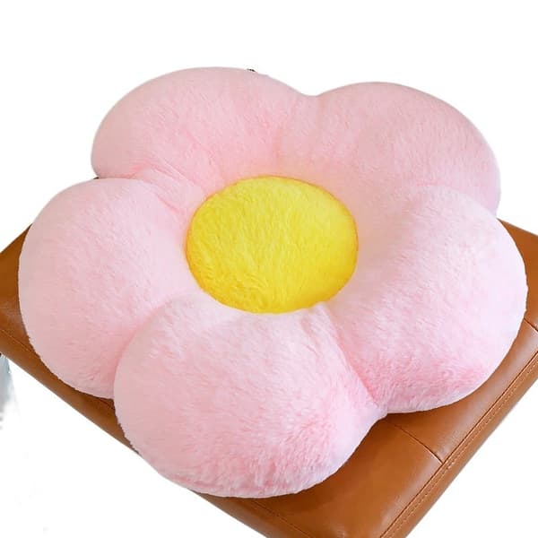 Plysset Daisy Blomsterpude, Blød Fluffy Stolehynde til Stuen Pink50x50cm