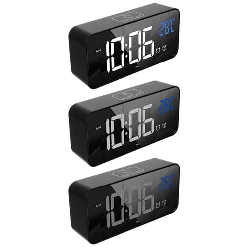Digital vekkerklokke med Bluetooth, termometer, musikk, LED-skjerm, slumrefunksjon, lydaktivert