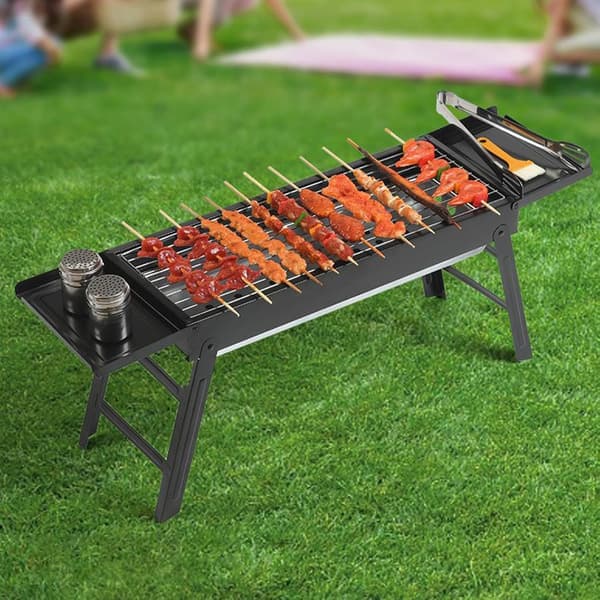 Bærbar sammenklappelig kulgrill, kompakt til udendørs grill og camping