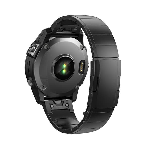Titanium urrem til Garmin Fenix 7X 6X Pro 5X Plus, sort, 26mm, Quick Release