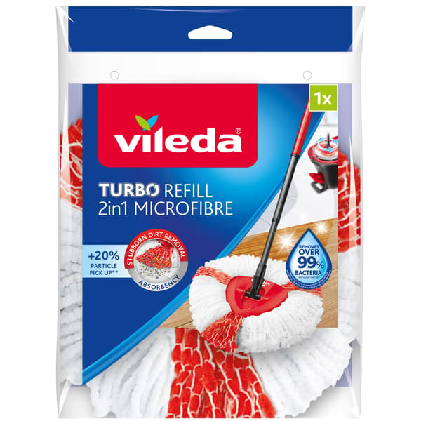 2-i-1 mikrofiber Turbo Refill Mopphode, kompatibel med Vileda Easywring & Clean Turbo