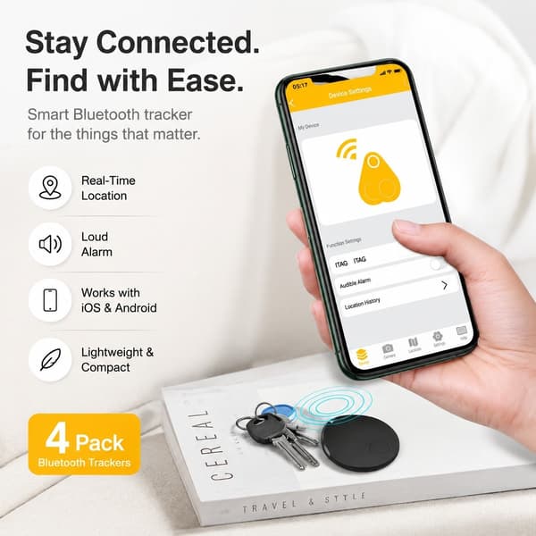 4-pak Bluetooth GPS Tracker til børn og voksne, Anti-tabt nøglefinder, Kompatibel med iOS og Android