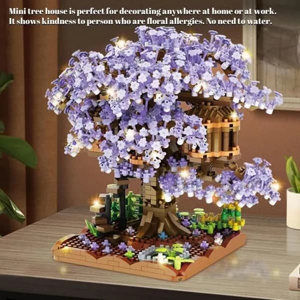 DIY Mini Byggeklodser Kirsebærblomsttræ, Plast Bonsai, til Voksne