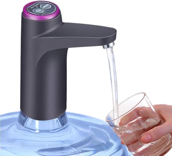 Bærbar vanndispenserpumpe, USB elektrisk lading, automatisk avstenging, svart, for 2-5 gallon flasker