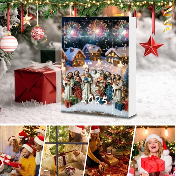 Akryl Jesus Julekalender 2025, 2D Ornament Anheng for Vindu, Bil, Hagepynt E