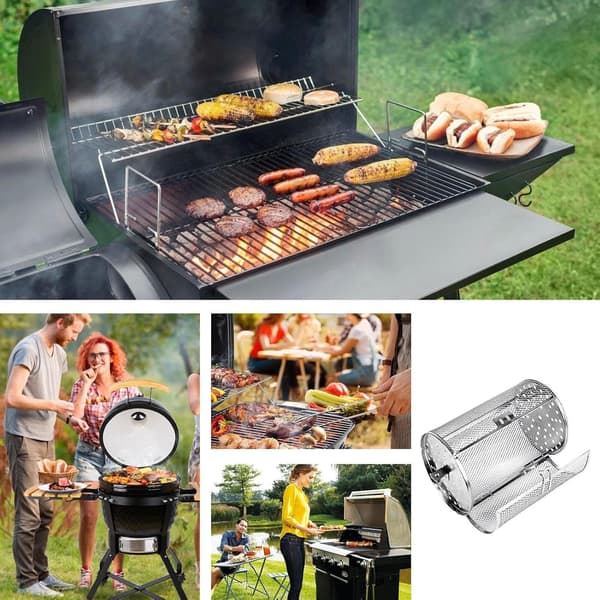Roterende Grillkurv, Rullende Bur til BBQ, Udendørs Grilltilbehør