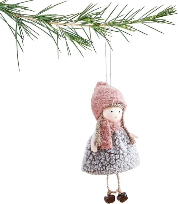 Plysj engel julepynt, ullstoff hengende tredekor, 16 cm, søt ferie Pink