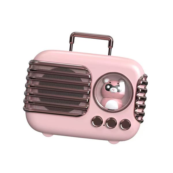 Retro Bluetooth-högtalare, miniväskdesign, vintage söt liten rosa trådlös högtalare