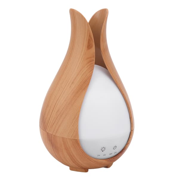 200 ml luftfugter med trækorn, 8W, lydløs aromaterapi-diffuser med 7 LED-lys, automatisk slukning, UK-stik