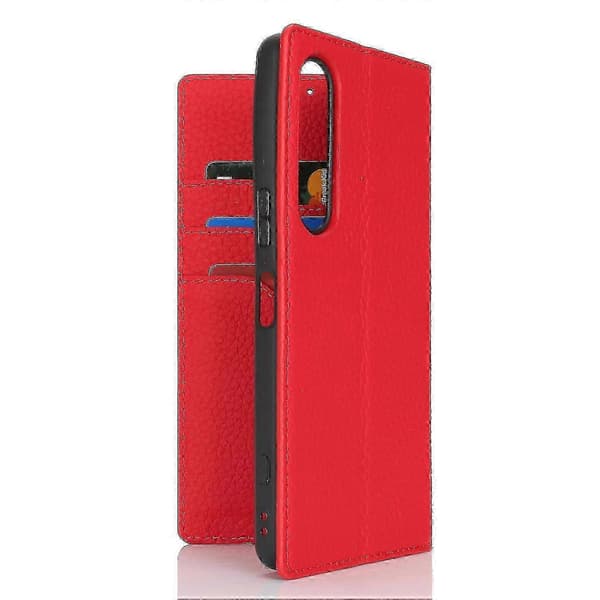 Äkta Läderfodral med Litchi-textur för Sony Xperia 1 VI Red