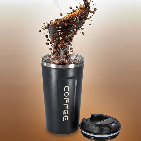 Termokopp med LED-display, 500 ml, svart, isolert reisekaffekopp Black