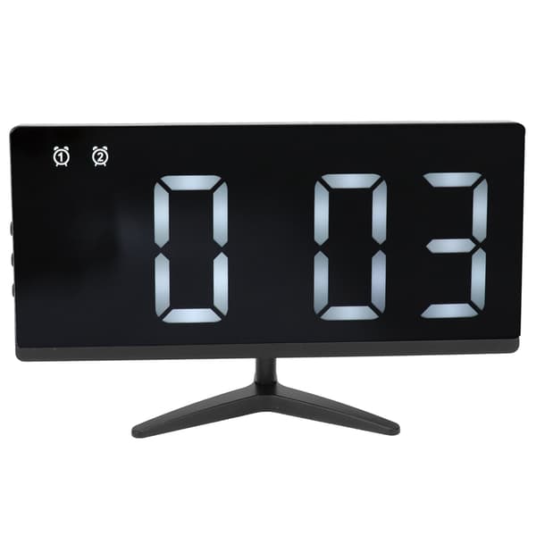 TV-formet vækkeur, LED-display, multifunktionelt spejlur til hjemmekontoret