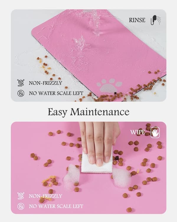 Absorberende hurtigtørrende fodermåtte til hunde, ingen pletter, passer til mad-/vandskåle og dispenser. Hundetilbehør. Pink-40*60
