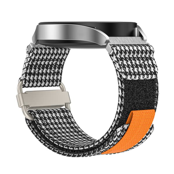 Urrem i lærred til Samsung Galaxy Watch Active 1/2, Watch 4, 20 mm, Sort+Hvid
