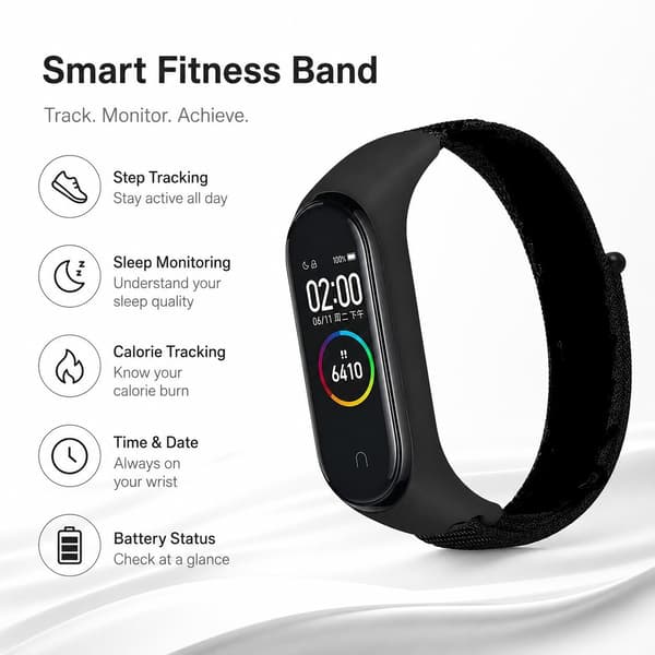 Nylon urrem til Xiaomi Band 8/9, sort, åndbar, justerbar