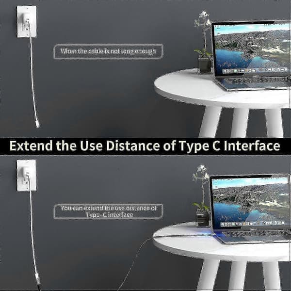Thunderbolt 4 förlängningskabel, USB-C-kabel till USB C hane till hona stöder 8K/5K@60Hz video / 40 Gbps dataöverföring / 100W laddning (0,8m)