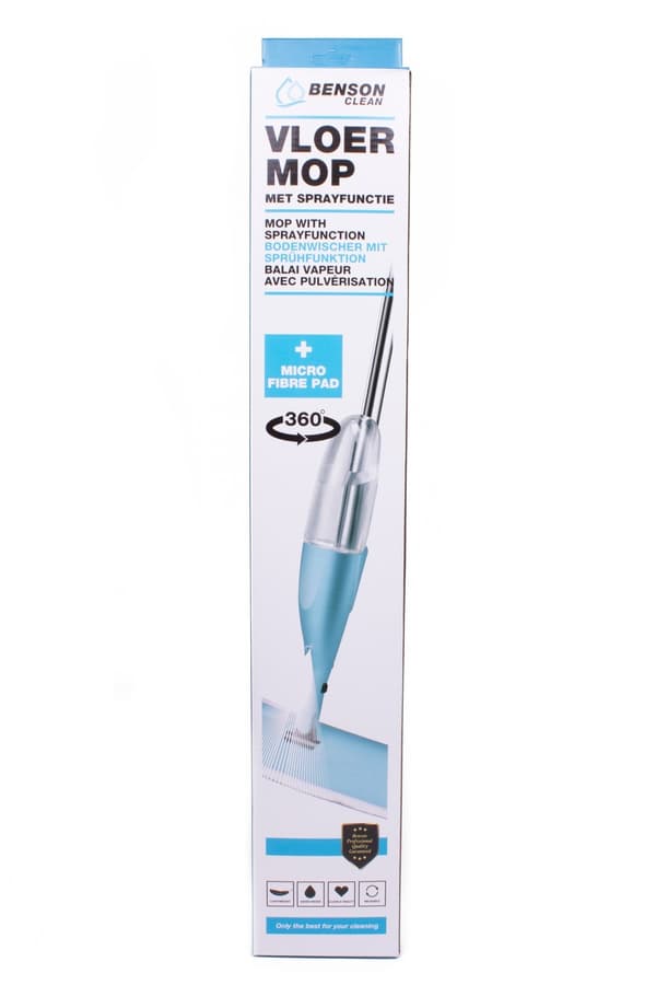 Spraymoppe med mikrofiberpude, 360° rotation, til træ- og laminatgulve