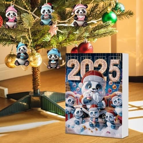 Julepanda-adventskalender 24-dagers, 2D akryl panda-sjarm nedtelling, stil C