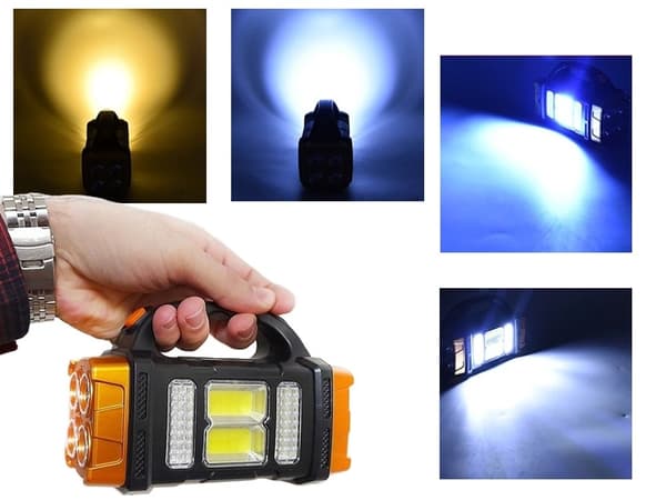 Bærbar oppladbar solcelle LED-campinglykt med powerbank, oransje Orange