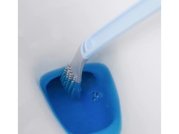 Toalettborste i silikon, blå, flexibel hygienisk design, kompakt väggmonterad Blue