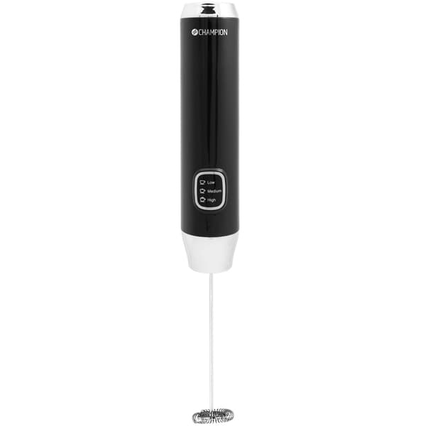 Genopladelig mælkeskummer, sort, USB-C, 3 hastigheder, trådløs, holder i rustfrit stål