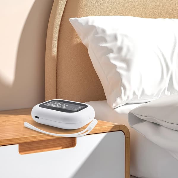 Vibrerande väckarklocka, vit, dubbla larm, 3 lägen, justerbar vibrationsintensitet, USB-C