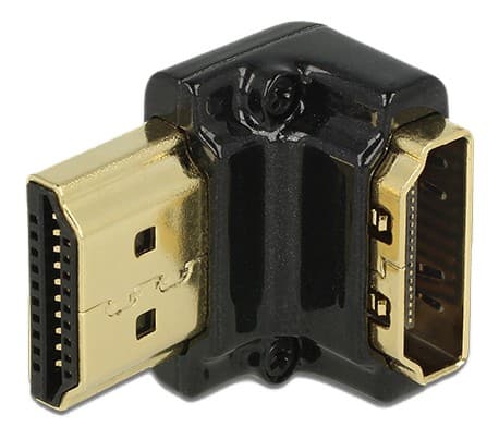 HDMI-sovitin, HDMI-A naaras-uros, 90 asteen alaspäin taivutettu, nopea