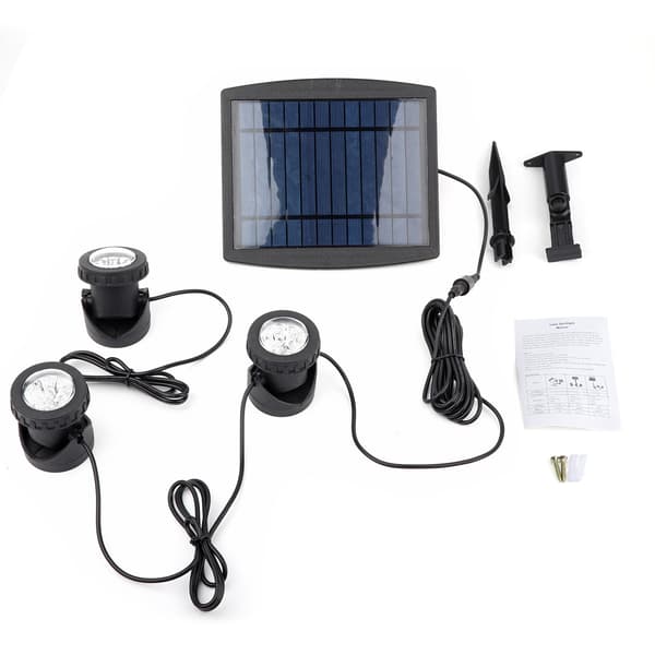 18LED Solar Triple Head Udendørs Have Landskab Spotlys, Undervands, Hvid