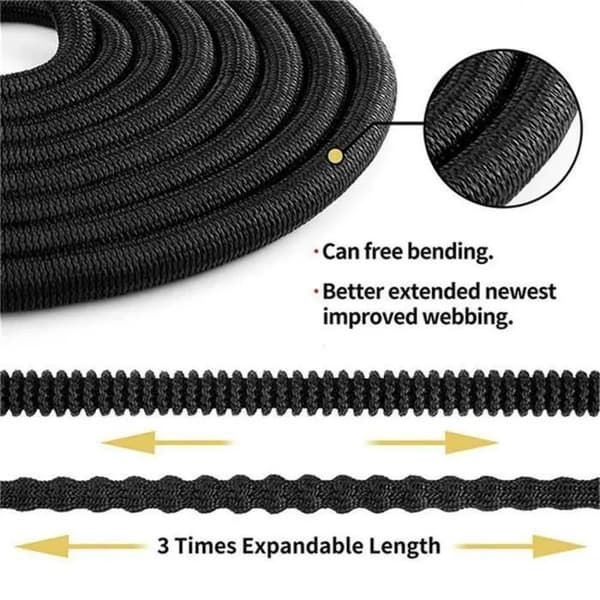 Expanderbar trädgårdsslang 30m, svart, flexibel, 8 sprutmönster, kinkfri