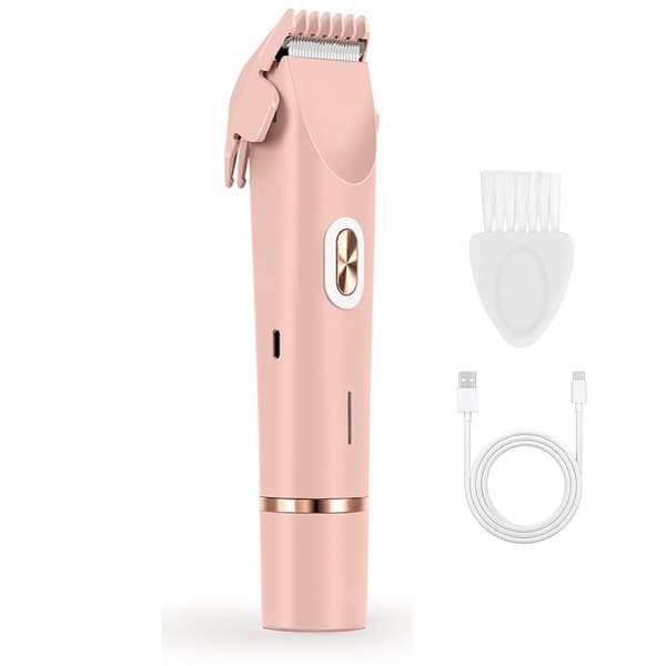 Elektrisk hårfjerner til kvinder, smertefri trimmer til ansigt, krop, bikini, genopladelig, pink Pink