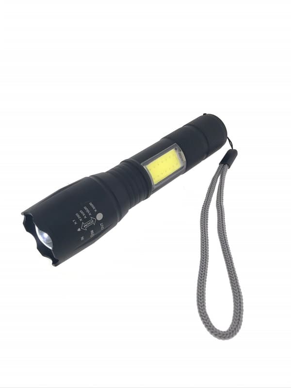 Taktinen taskulamppu 5W LED + 3W COB, ladattava, 1200mAh, 5 tilaa, USB-C