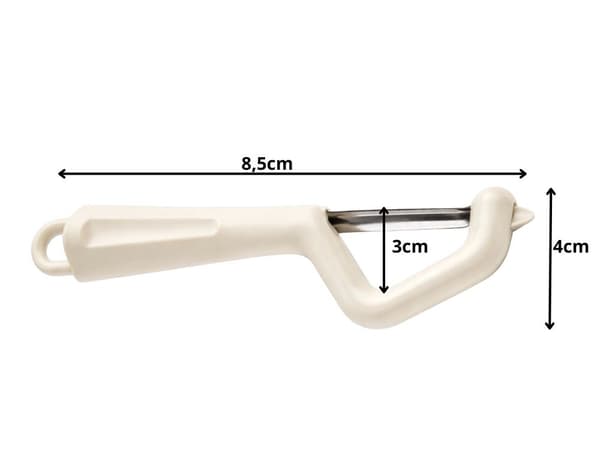 Grønnsaksskreller med dobbelt blad, ergonomisk håndtak, rustfritt stål, beige