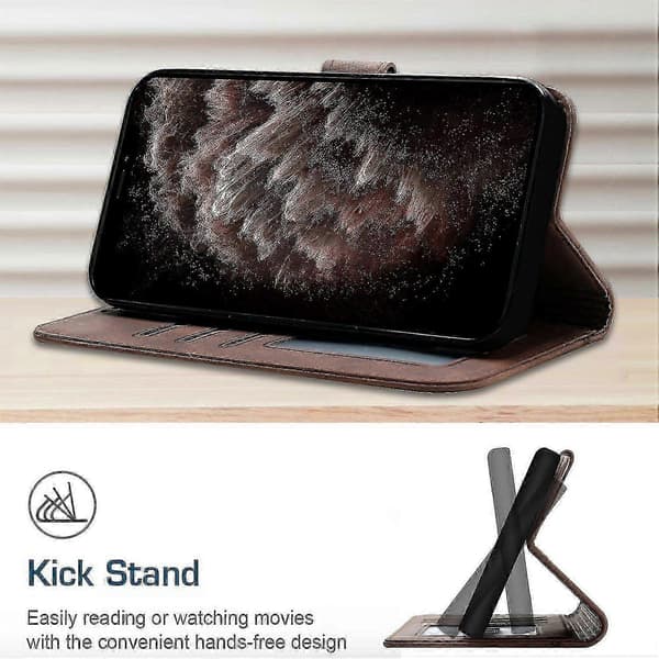 Magnetiskt läderfodral med plånboksställfunktion för Brown Samsung Galaxy S23 Plus