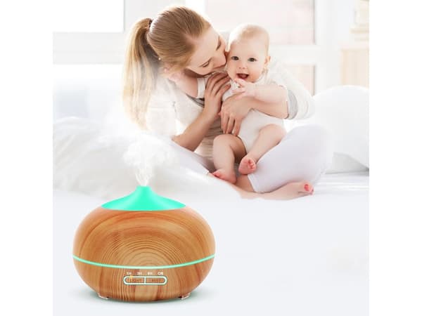 Ultralyd Aromaterapi Diffuser Luftfukter, RGB 7-farget lys, Timer, Nattlys