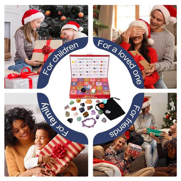Krystall-adventskalender 24-dagers nedtelling til jul, 2025, reflekterende festlig dekor