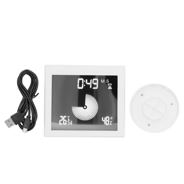 Lämpötila- ja kosteusmittari herätyskellolla, valkoinen, USB 5V 1A, monitoiminen
