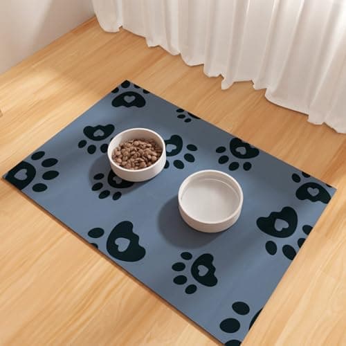 Absorberende vandtæt kæledyrsfodermåtte i gummi til hunde og katte, gulvmåtte til mad- og vandskåle. Blue 30×50 cm