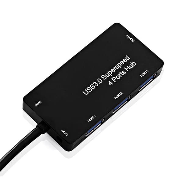 USB 3.0 Hub, 4-Port, Sort, Højhastighed, Kompakt, Kompatibel med PC/Bærbar