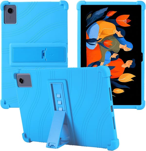 Kompatibel med Lenovo Idea Tab Plus 12,1 tum, stötsäkert silikonfodral med stativ för barn